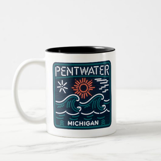 Pentwater Michigan Neon Sign Coffee Mok (Links)