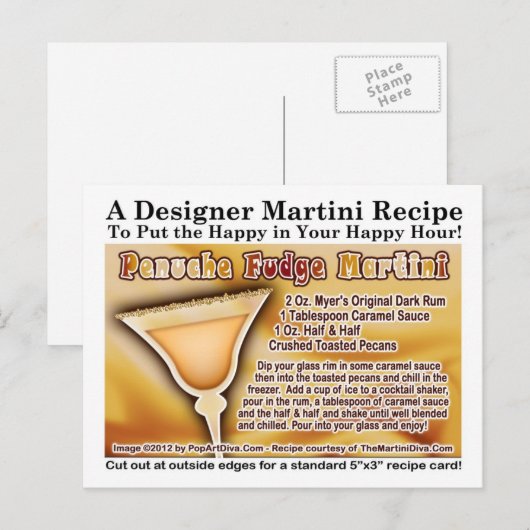 Penuche Fudge Martini Recipe Briefkaart (Voorkant / Achterkant)