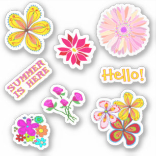 Penvriend bloemvormige stickers handgetekend
