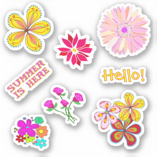 Penvriend bloemvormige stickers handgetekend (Voorkant)