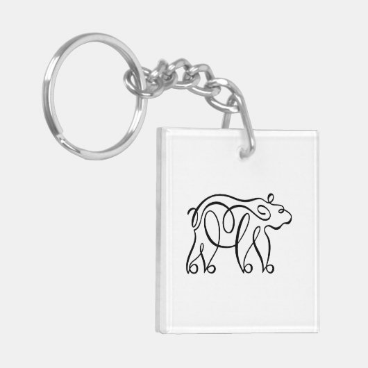 Penwork kalligrafisch Beer Sleutelhanger (Voorkant Links)