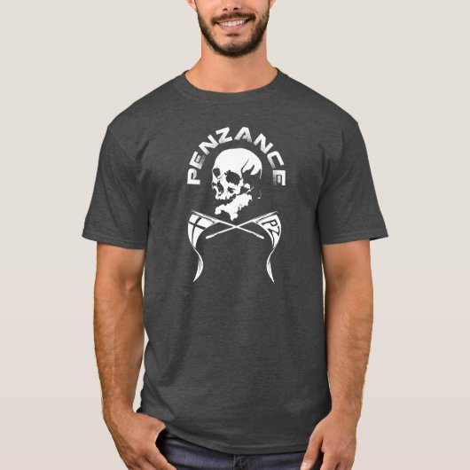 Penzance Cornwall Skull & Crossbones T-shirt (Voorkant)