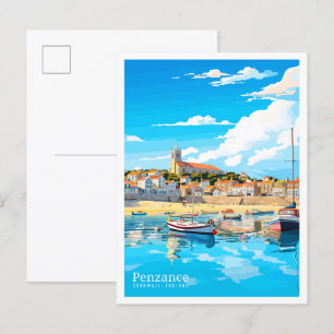 Penzance Cornwall vintage reisillustratie Briefkaart