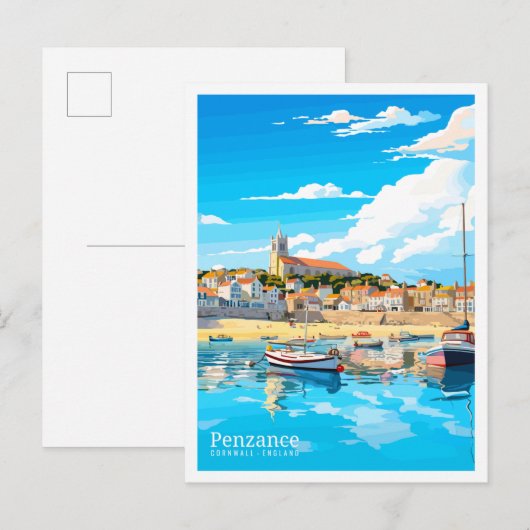 Penzance Cornwall vintage reisillustratie Briefkaart (Voorkant / Achterkant)