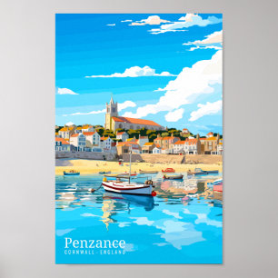 Penzance Cornwall vintage reisillustratie Poster