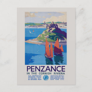 Penzance in de Cornish Riviera Vintage Poster 193 Briefkaart