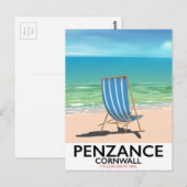 Penzance strand Devon vintage reisposter Briefkaart (Voorkant / Achterkant)