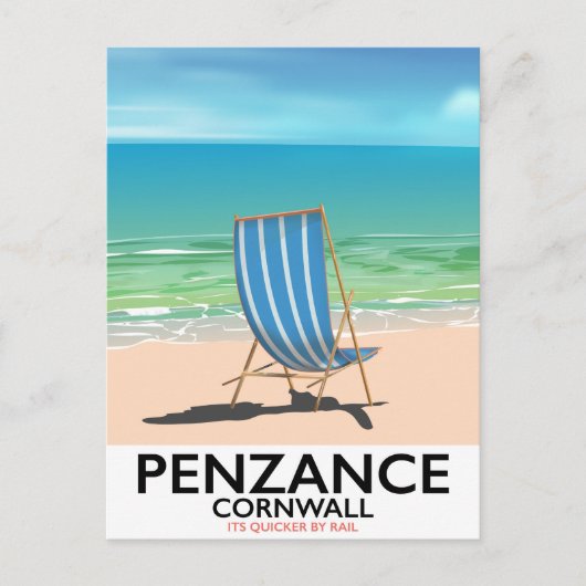 Penzance strand Devon vintage reisposter Briefkaart (Voorkant)