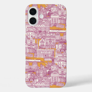 Penzance toile fuchsia clementine iPhone 16 plus hoesje