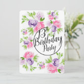 Peoney Cluster 13e verjaardag uitnodiging (Staand voorkant)
