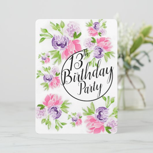 Peoney Cluster 13e verjaardag uitnodiging (Staand voorkant)