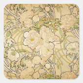 Peonies 1897 vierkante sticker (Voorkant)