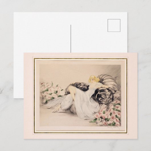 Peonies, 1935 door Louis Icart Briefkaart (Voorkant / Achterkant)