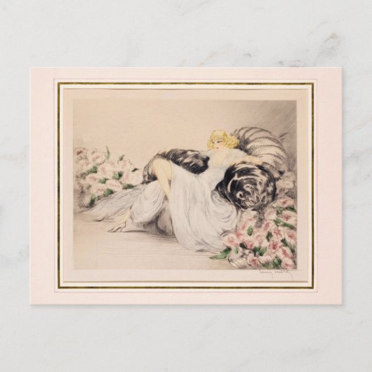 Peonies, 1935 door Louis Icart Briefkaart (Voorkant)