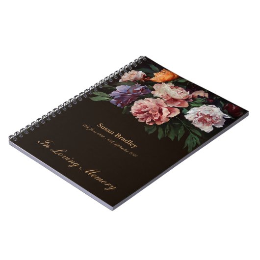 Peonies 1 Memorial Funeral Book Spiral NB Notitieboek (Linkerzijde)