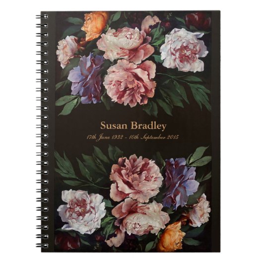 Peonies 3 Memorial of Funeral Guest Book Notitieboek (Voorkant)