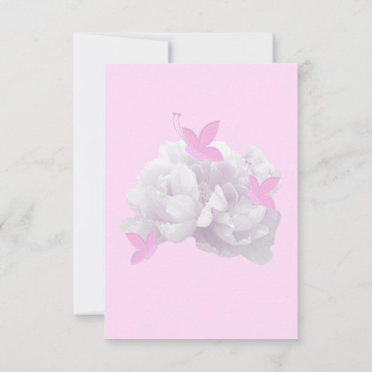 Peonies and Butterflies Birthday Invitation Kaart (Achterkant)