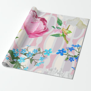 Peonies and forget-me-nots. Seamless backgroundart Cadeaupapier