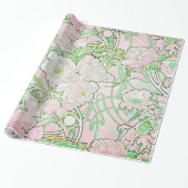 Peonies Art Nouveau Fine Art Cadeaupapier (Uitgerold)