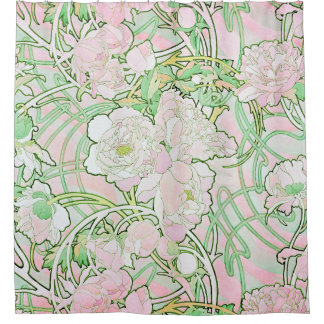 Peonies Art Nouveau Fine Art Douchegordijn