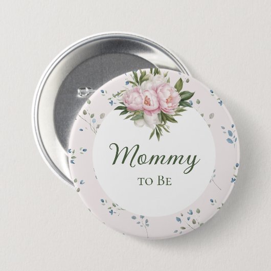 Peonies Baby shower Button (Voorkant /achterkant)