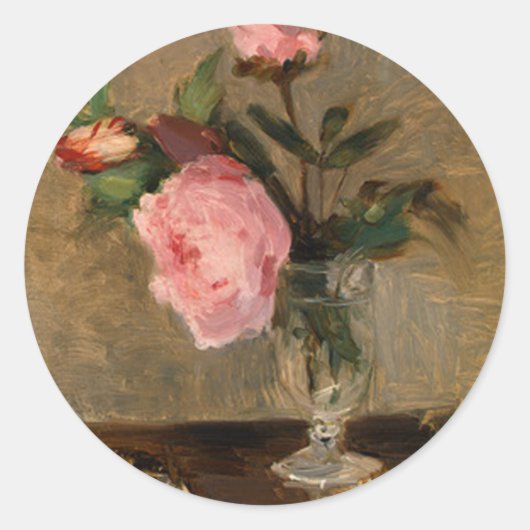 Peonies Berthe Morisot Fine Art Ronde Sticker (Voorkant)