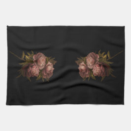 Peonies Black Theedoek