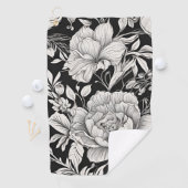 Peonies Black & White Vintage Pattern Golfhanddoek (Insitu)
