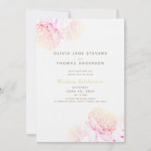 Peonies Blush Gold Elegant modern Classic Weddensc Kaart (Voorkant)