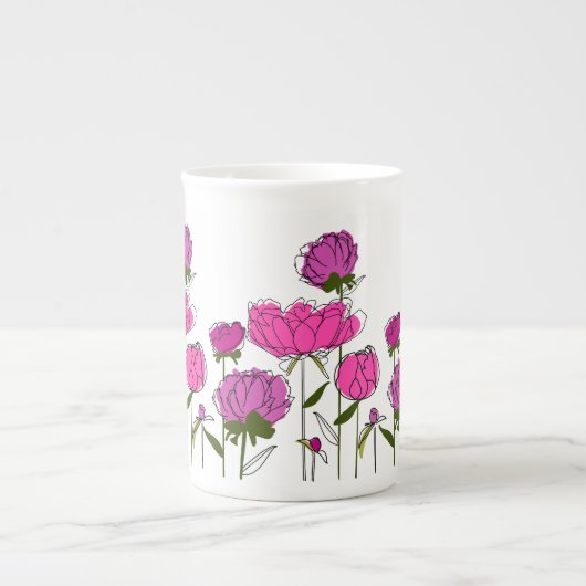 Peonies Bone China Mok (Voorkant)