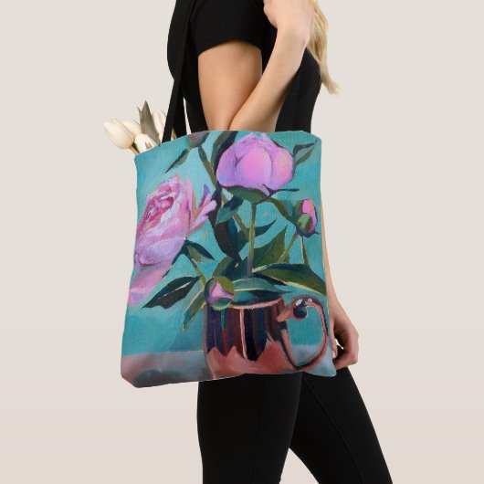 Peonies bouquet Canvas tas (Dichtbij)