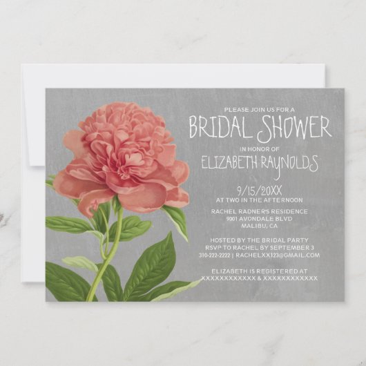 Peonies Bridal Shower Invitations Kaart (Voorkant)