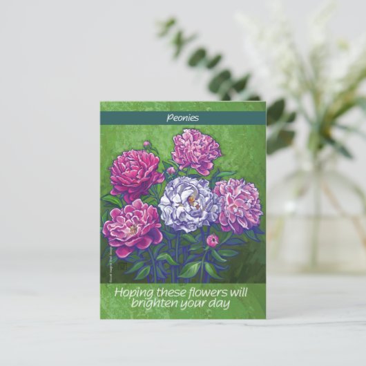 Peonies Briefkaart (Staand voorkant)