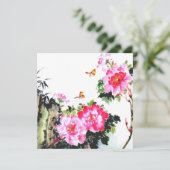 Peonies & Butterflies/All-Occasion Custom Invitae Kaart (Staand voorkant)