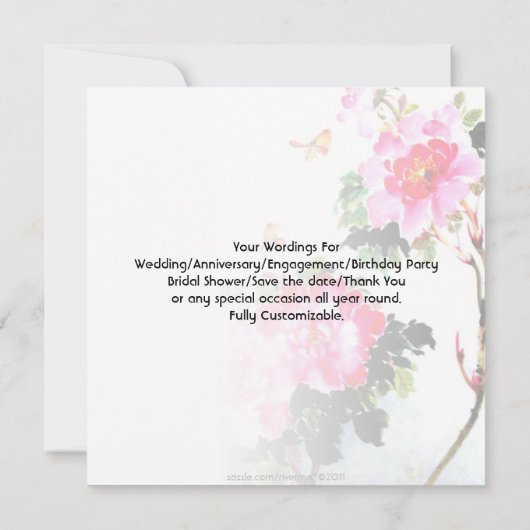 Peonies & Butterflies/All-Occasion Custom Invitae Kaart (Achterkant)
