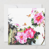 Peonies & Butterflies/All-Occasion Custom Invitae Kaart (Voorkant)