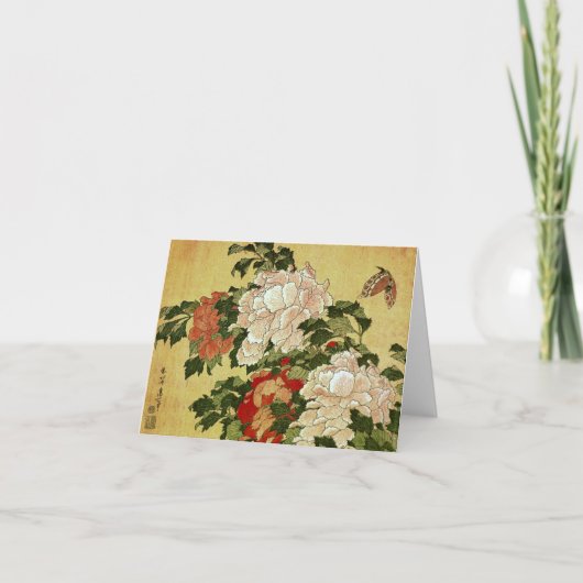 Peonies & Butterflies Hokusai Kaart (Voorkant)