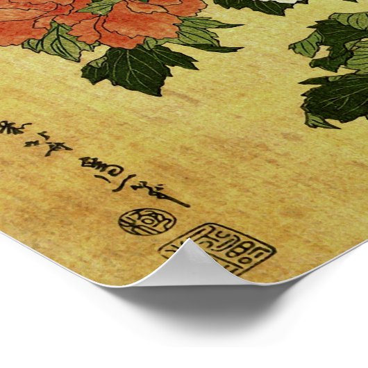 Peonies & Butterflies Hokusai Poster (Hoek)