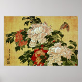 Peonies & Butterflies Hokusai Poster (Voorkant)