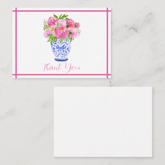 Peonies Chinoiserie Vaas Dank u Briefpapier Notitiekaartje (Voorkant / Achterkant)