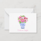 Peonies Chinoiserie Vaas Gepersonaliseerd Briefpap Notitiekaartje (Voorkant)