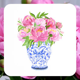 Peonies Chinoiserie Vase Bier Onderzetter