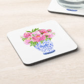 Peonies Chinoiserie Vase Bier Onderzetter (Linkerzijde)