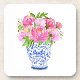 Peonies Chinoiserie Vase Bier Onderzetter