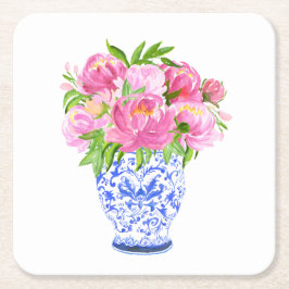 Peonies Chinoiserie Vase Kartonnen Onderzetters