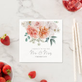 Peonies Coral Peach feliciteert mevrouw Wedding Servet (Insitu)