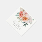 Peonies Coral Peach feliciteert mevrouw Wedding Servet (Hoek)