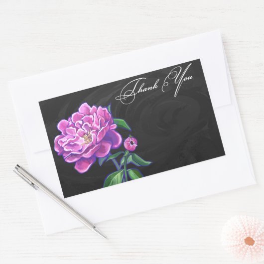 Peonies Dankuwel Rechthoekige Sticker (Envelop)