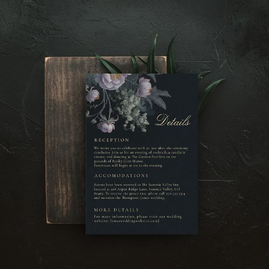 Peonies Dark Moody Wedding Details Behuizing Kaart