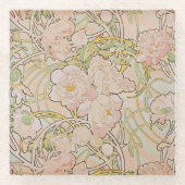 Peonies Decorative Nouveau Pattern Glazen Onderzetter (Voorkant)